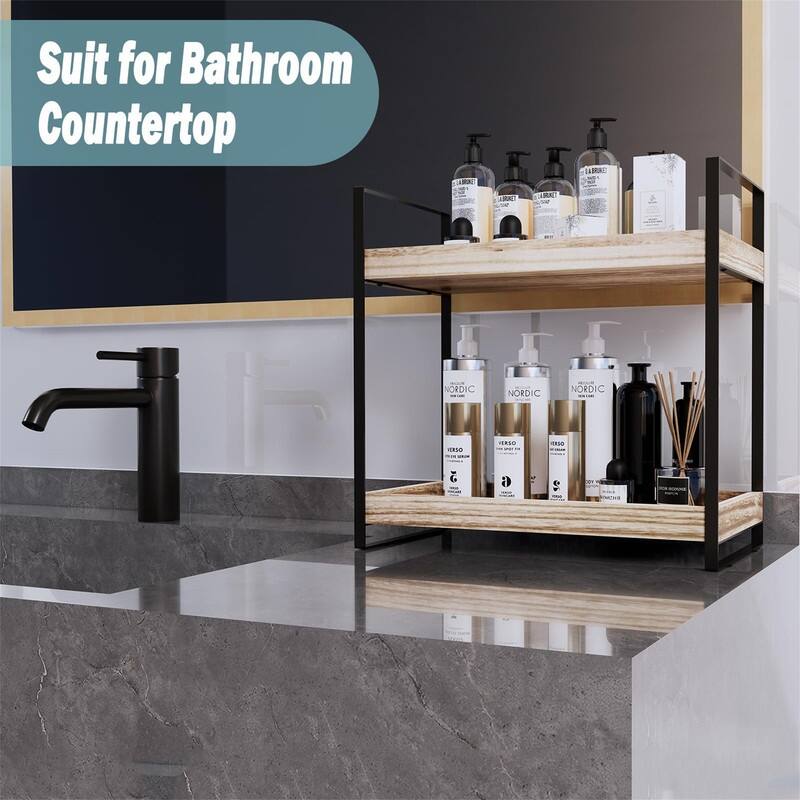 2-Tier Bathroom Counter Organizer - 6.8"D x 13.8"W x 13.4"H