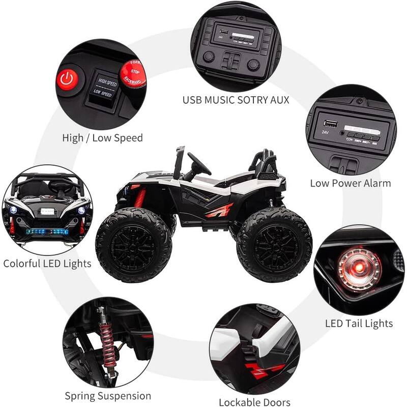 2 Seaters 24V Ride on UTV with Remote Control,10AH Battery, 400W Powerful Motors with 17" EVA Wheels