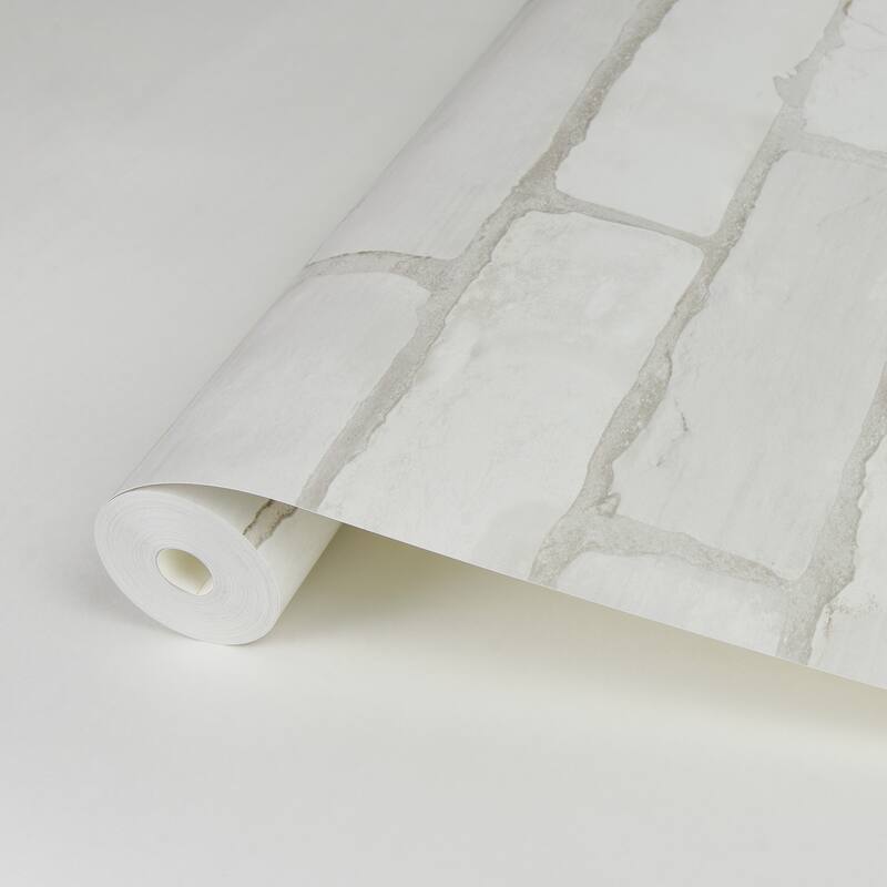 Zio and Sons Limewashed White Weathered Brick Wallpaper