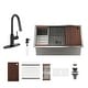 preview thumbnail 7 of 46, Nano Brushed Stainless Steel Undermount Workstation Kitchen Sink with Touchless Pull-Down Kitchen Faucet and Accessories 30 x 19 x 10 - 30" Sink + 2-Spray Matte Black Pull-Down Faucet