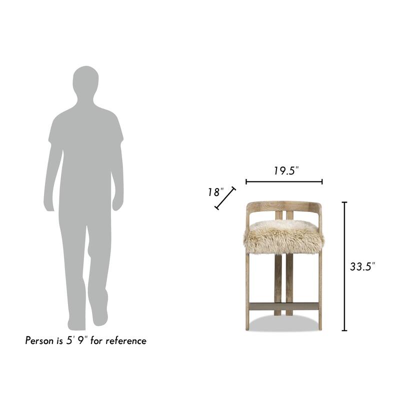 Millwick 26.5" Low Back Ash Wood Counter Height Bar Stool - 21"W X 20"D X 27"H
