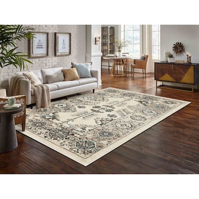 Anila Collection Ivory/Beige/Brown/Blue Transitional Oriental Area Rug