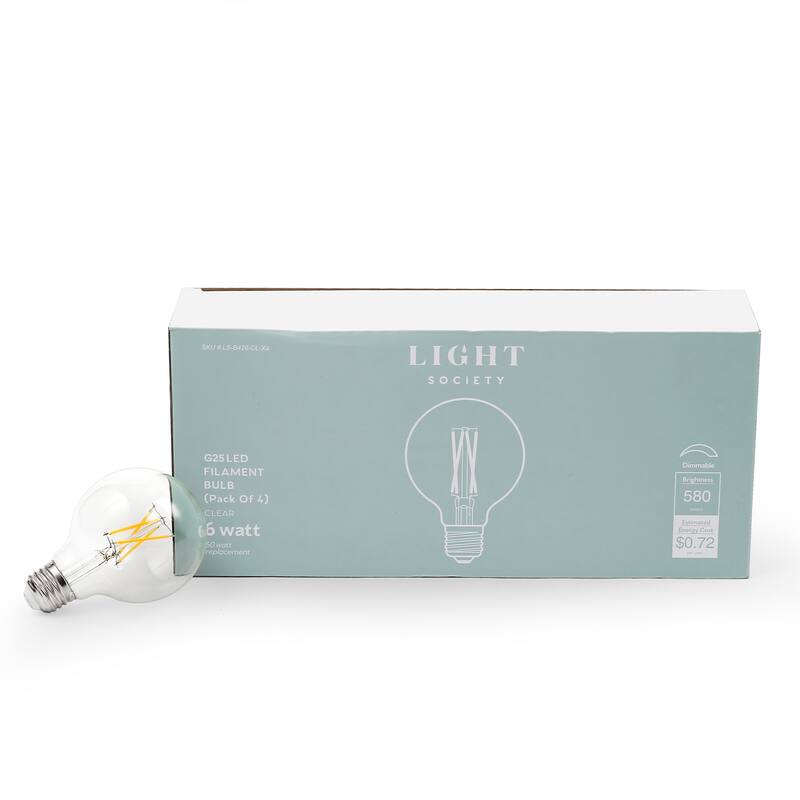Light Society Set of 4 Niva G25 LED Filament Light Bulbs