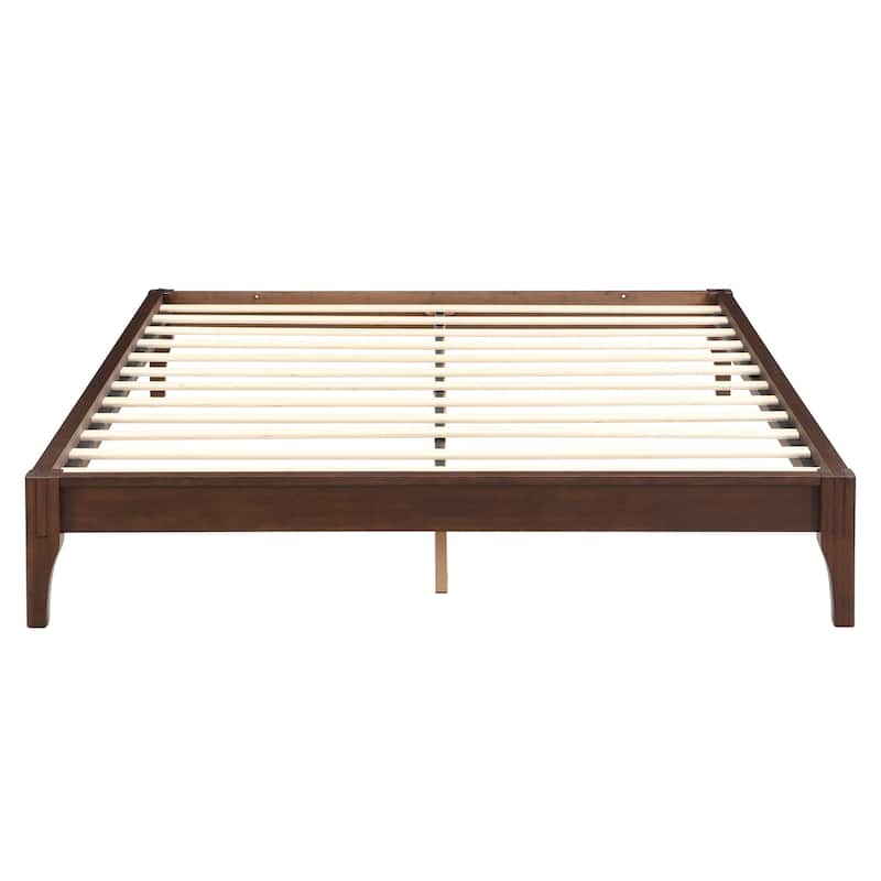 12 Inch Solid Dry Bamboo Wood Platform Bed Frame, with Wood Slat Support