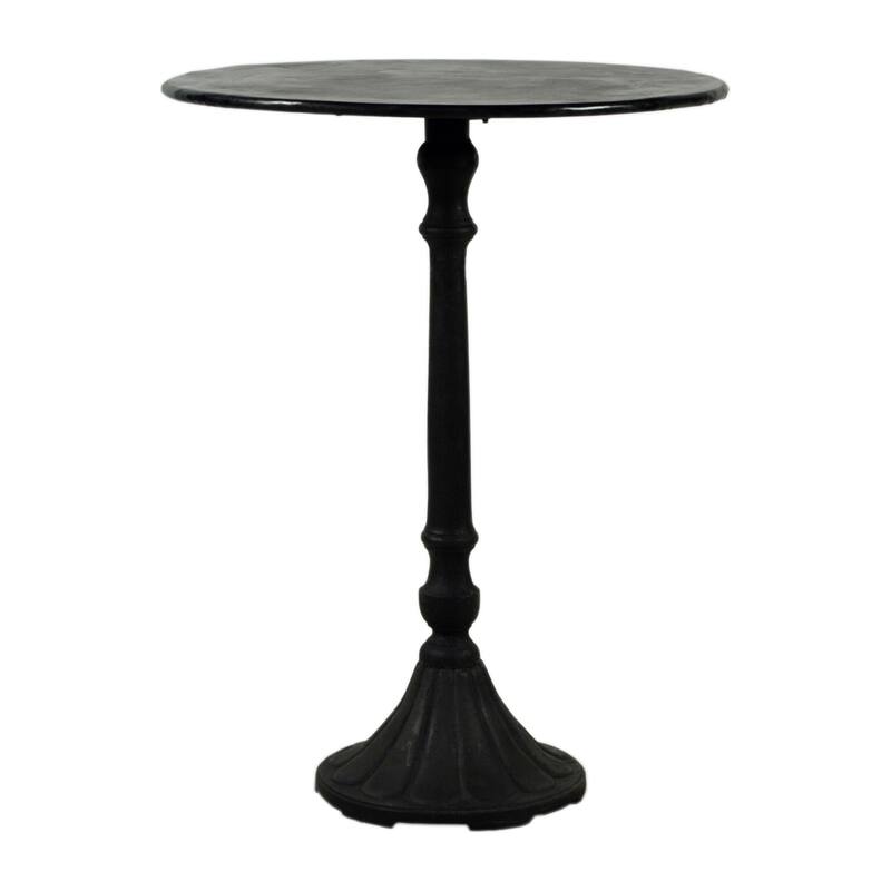 Saylor 32-inch Diameter Round Black Iron Bar Table with Molded Pedestal Base - N/A