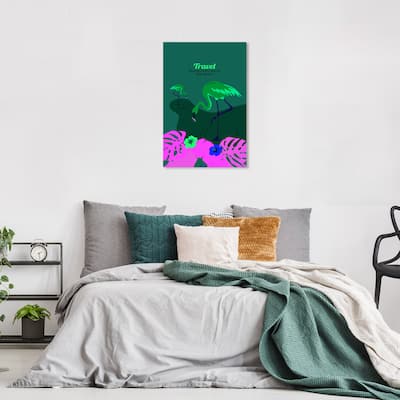 Wynwood Studio Canvas Fashion and Glam Valuable Time Pink and Tropical Wall Art Canvas Print