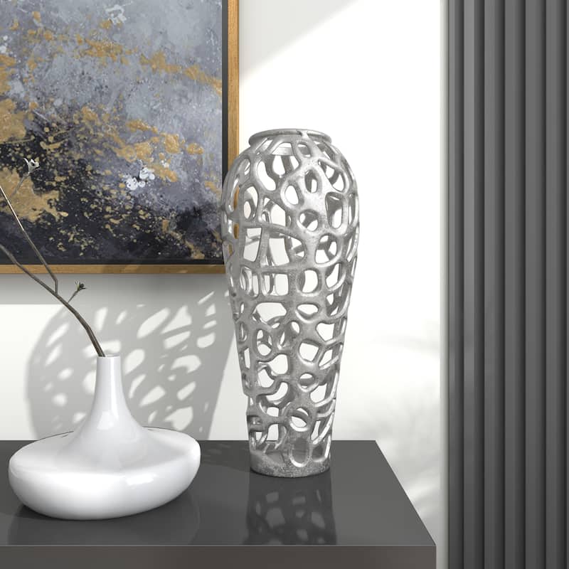 Gold Aluminum Metal Cutout Coral Decorative Vase