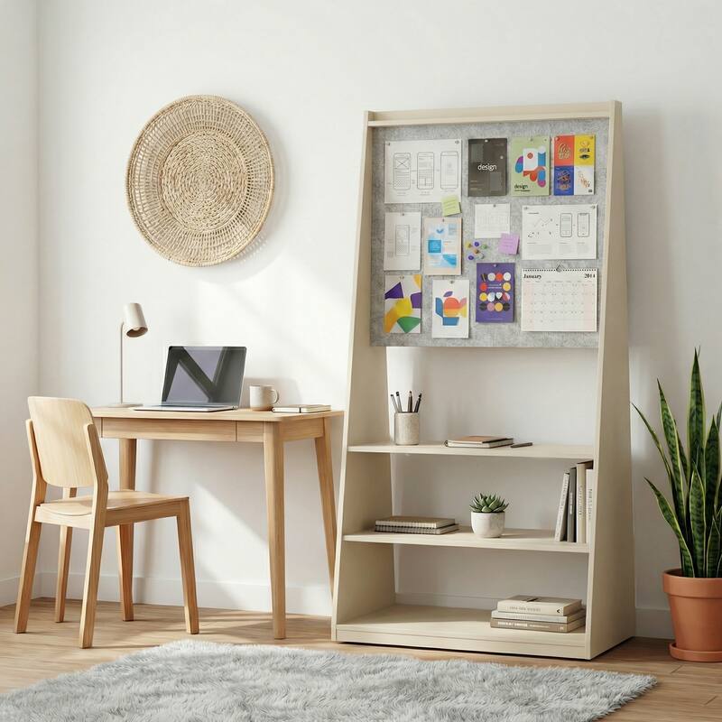 3-in-1 Mobile Whiteboard & Felt Bulletin Board on Wheels - Grey