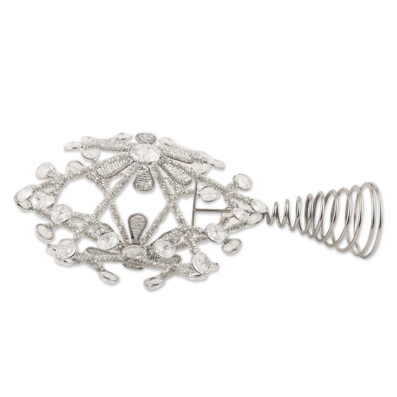 Novica Handmade Sparkling Snowflake Beaded Tree Topper