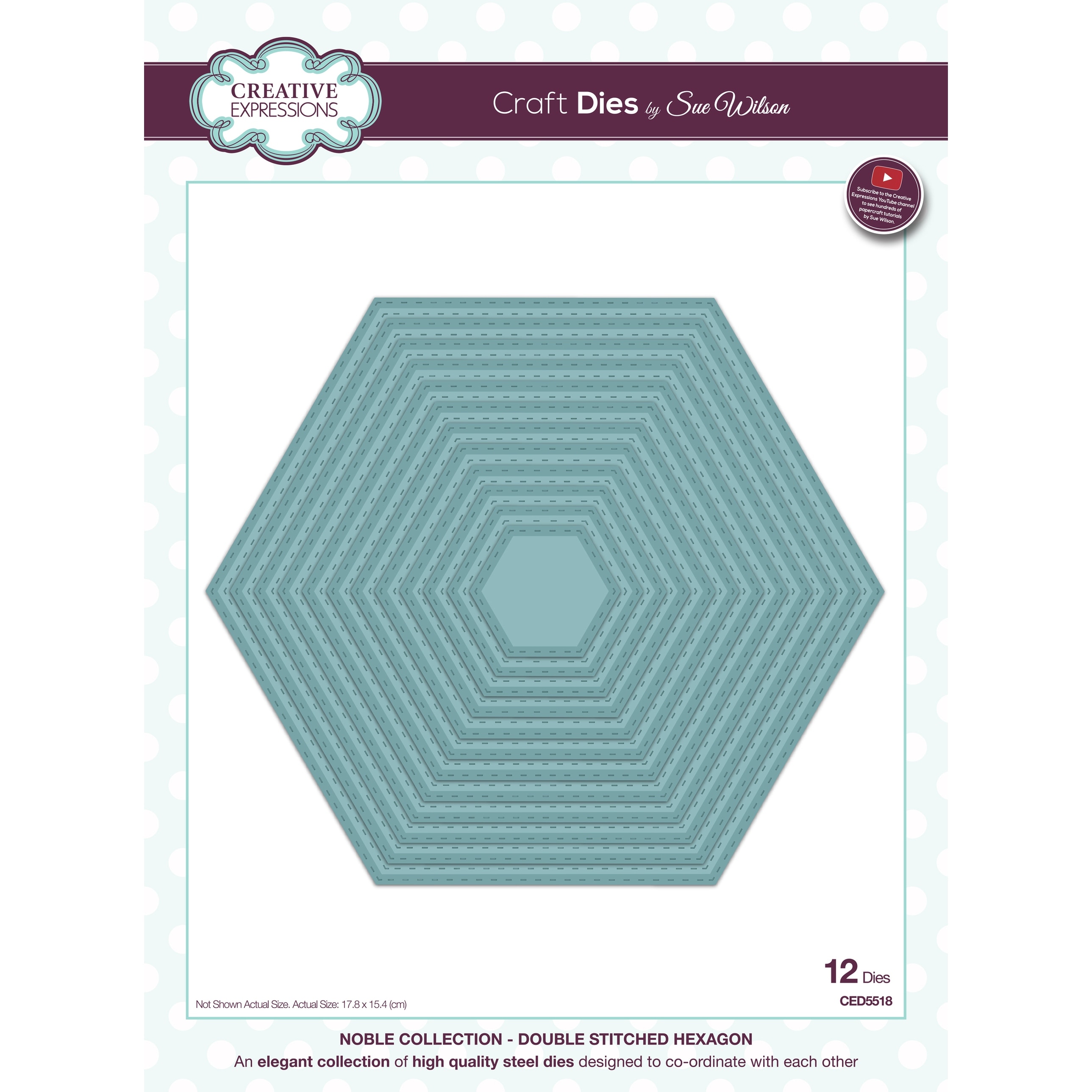 CED5518 Double Stitched Hexagon SALE Creative Expressions Noble Dies