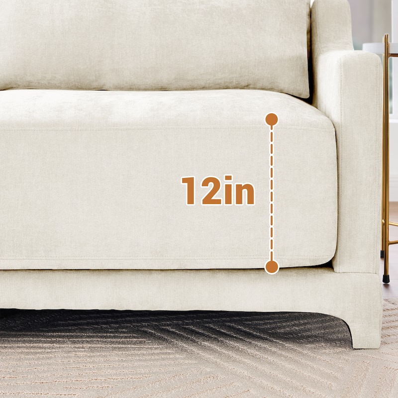 GDFStudio- Isolde Chenille Three-Seater Sofa with 2 Ottoman