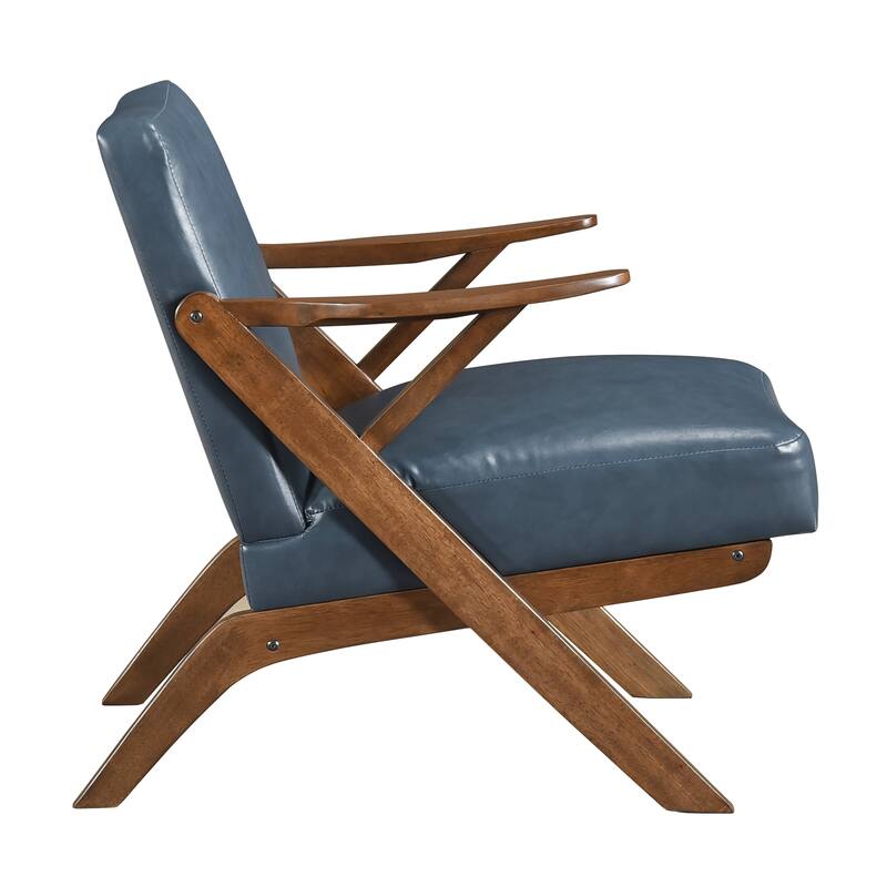 Rhys 26.5" Faux Leather Accent Chair - Solid Rubberwood Frame