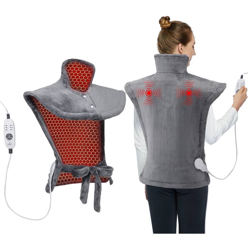 Massaging Heating Pad for Neck and Shoulder Back Pain Relief, 3 Heating Levels & 3 Massage Modes
