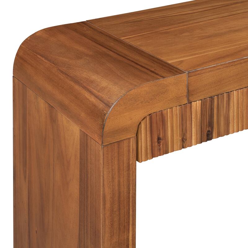 Rustic Console Table with Curved Corners & Fluted Drawers by Harper&Bright Designs