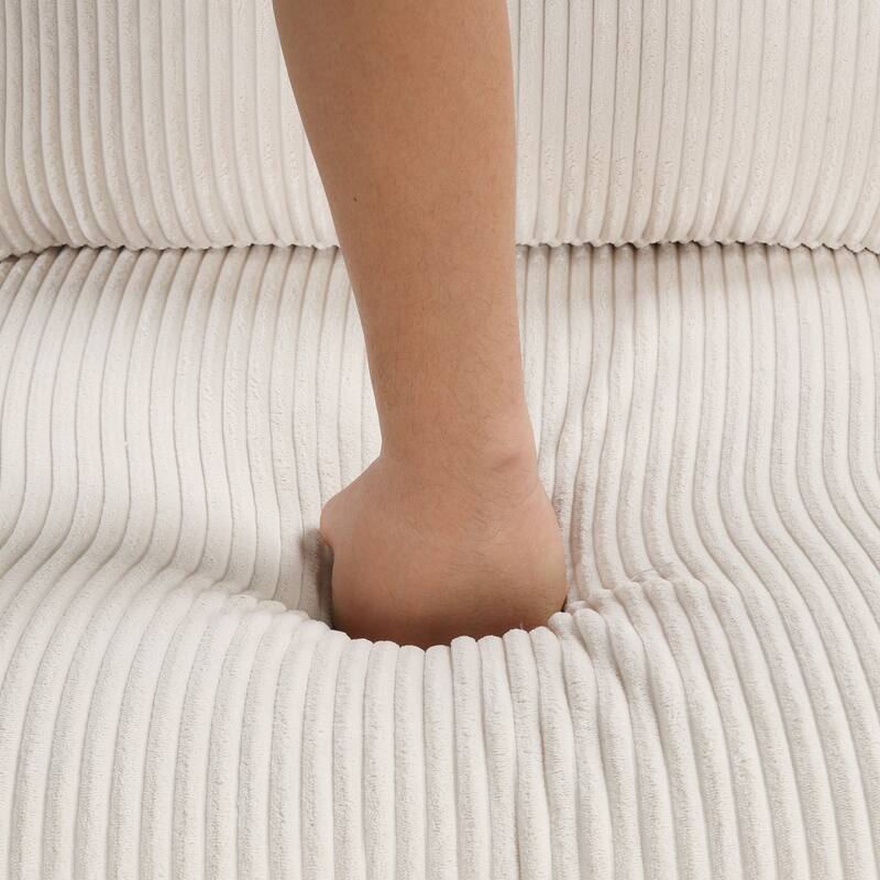 U-shaped Corduroy Fabric Combination Sofa with Solid Wood Legs and Sponge-filled Cushion