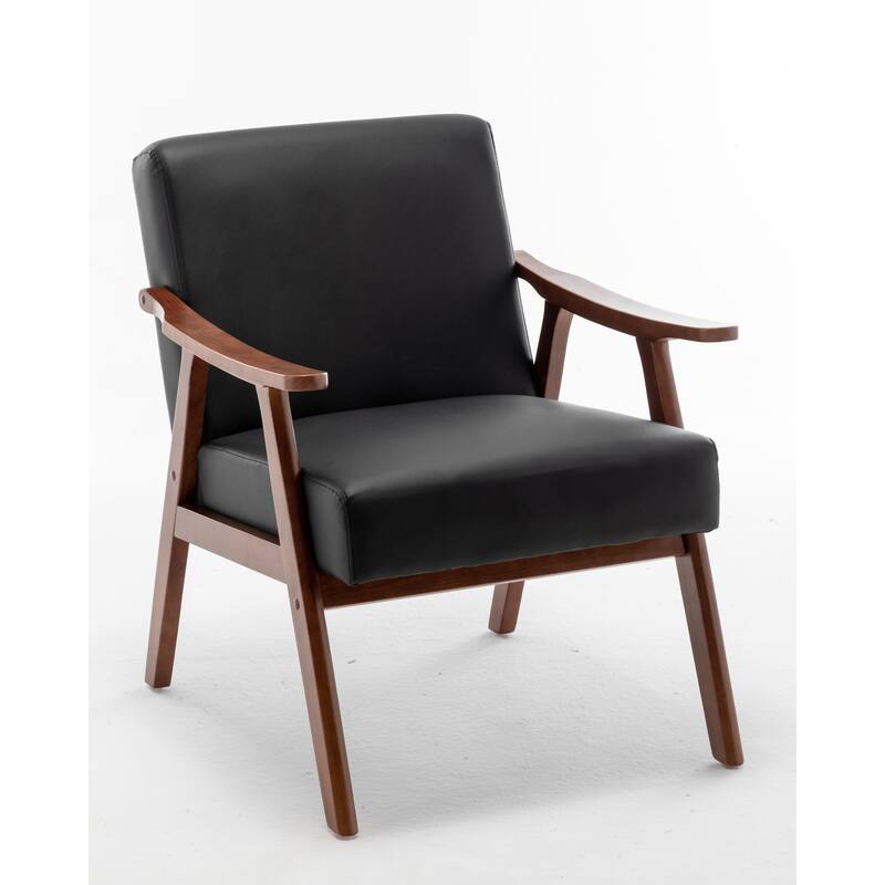Mid-Century Modern Chair, Living Room Chair with Solid Wood Frame, Accent Chair Extra-Thick Backrest, Wingback Chair