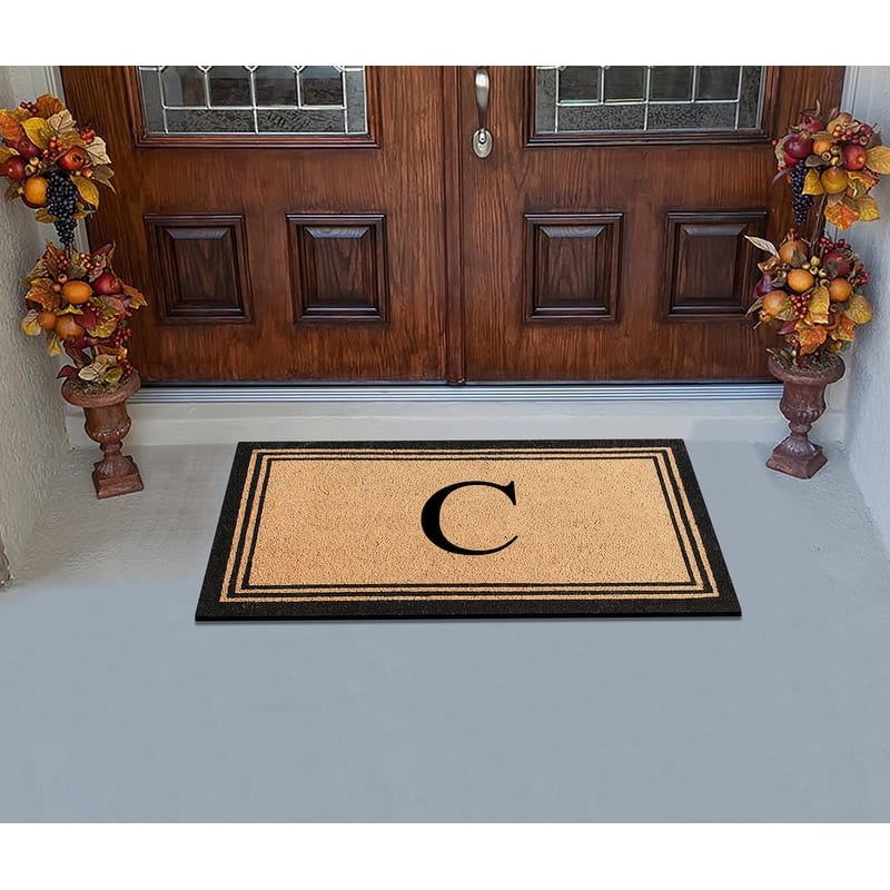 A1HC Pure Natural Coir Monogrammed Heavy Duty PVC Backing Doormat