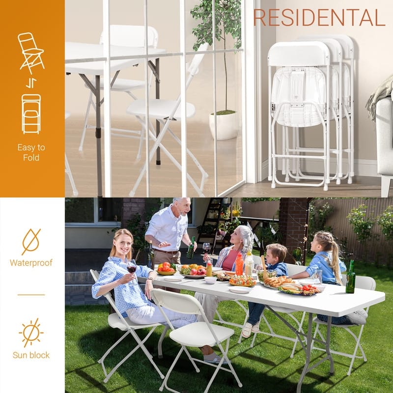 4 Pack Plastic Folding Chair Event Chair Indoor Outdoor Steel Frame Portable Stackable Commercial Chairs