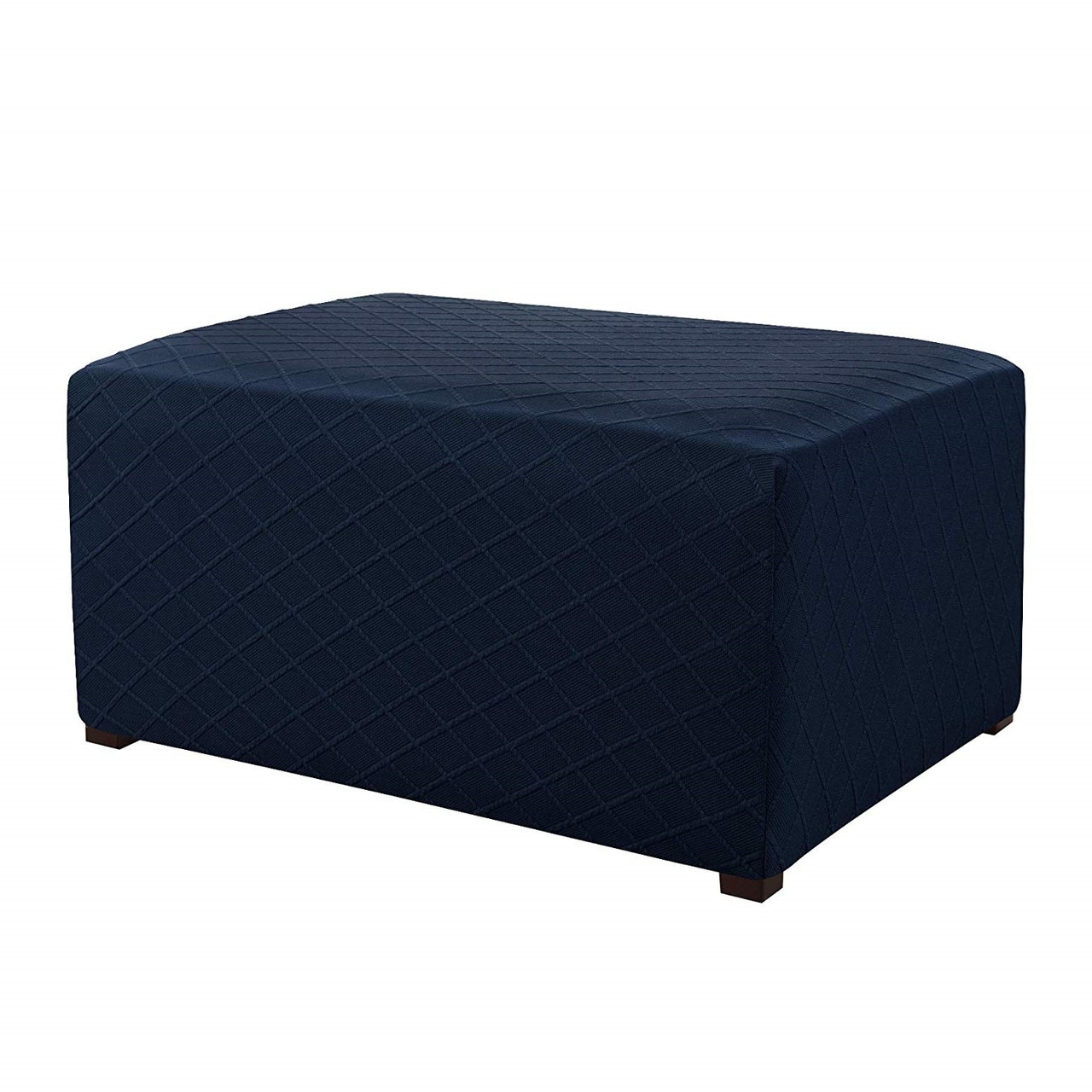 Enova Home Ultra Soft Rhombus Jacquard Polyester Stretch Fabric Ottoman Slipcover