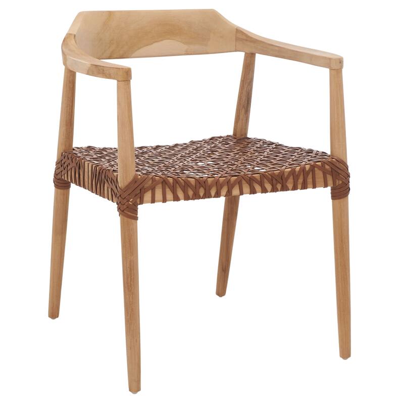 Munro Wanda Woven Leather & Solid Wood Accent Chair (Fully Assembled) - 22" W x 20.5" L x 28.5" H - 22Wx21Dx29H