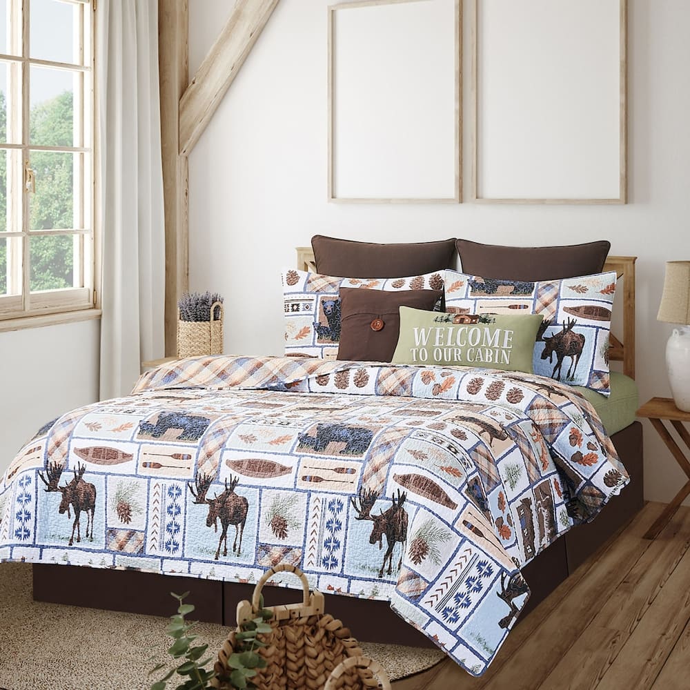 Oakley Rustic Lodge Cotton Quilt Set - Reversible and Machine Washable