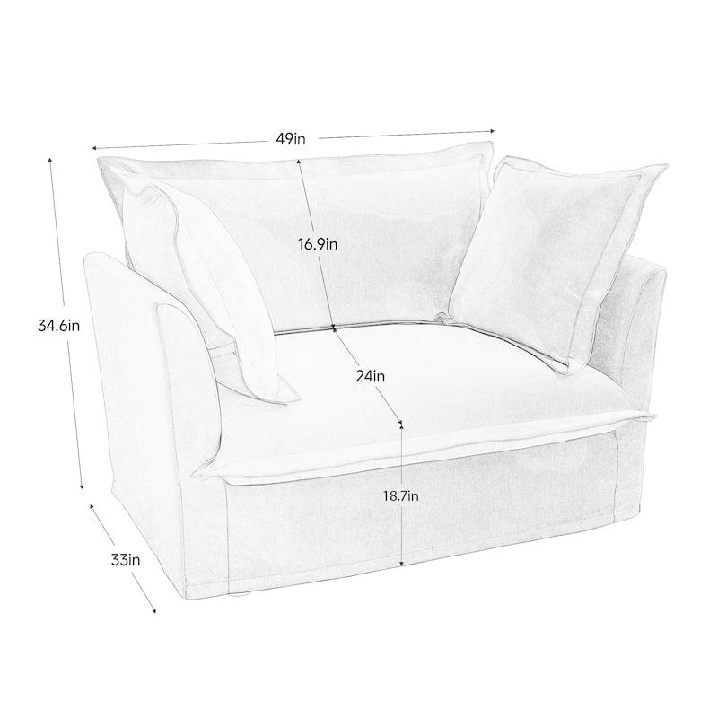 2-Piece Accent Chair with Deep Seat, Lounge Chair with High Back Pillows, Leisure Armchair with Removable Chenille Covers