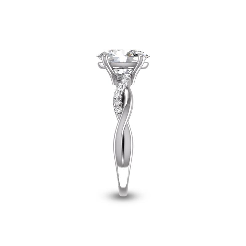 Marquee Agatha Twisted Pave Ring with IGI Certified 2 Carat Lab-Grown Oval Shape Diamond in 14K White Gold