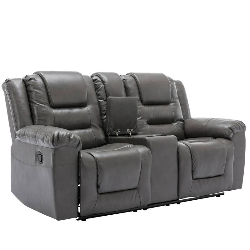 2 Seater Home Theater Recliner Manual Recliner Chair with a Storage Box and Two Cup Holders for Living Room,Bedroom