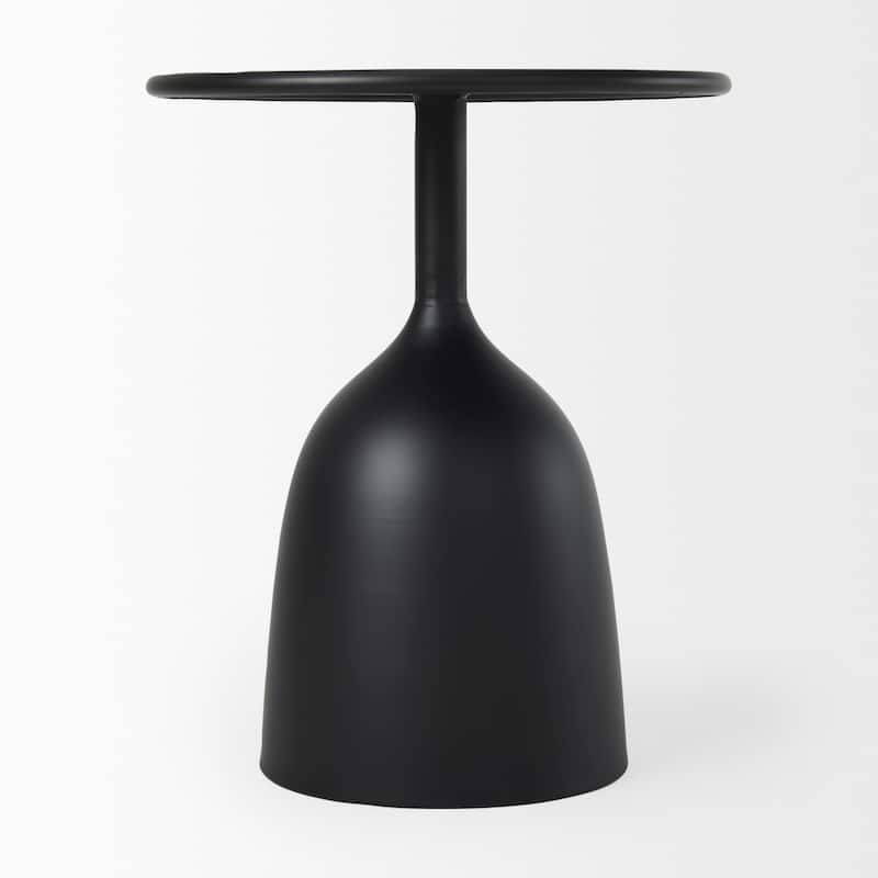 Talulla Matte Black Iron Round Accent Table - 16.5" Diameter - 16.5"L x 16.5"W x 19.6"H