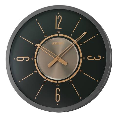 20" Wall, BLACK IRON COLOR, GLASS FRONT, GOLD ACCENTS