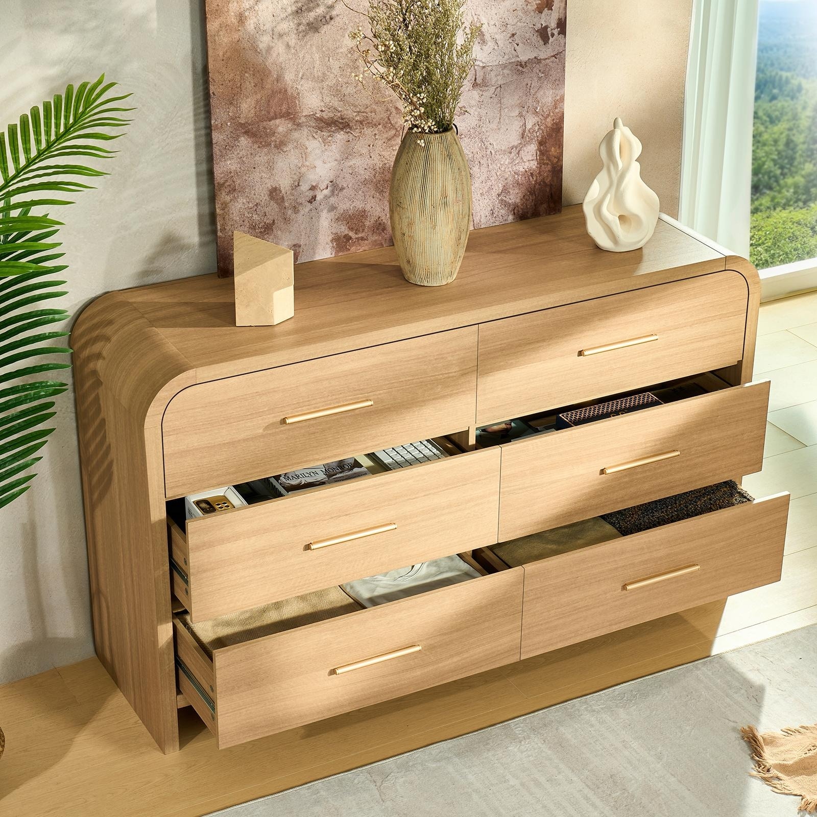 6-Drawer Storage Cabinets with Large Rounded Corner Engineered