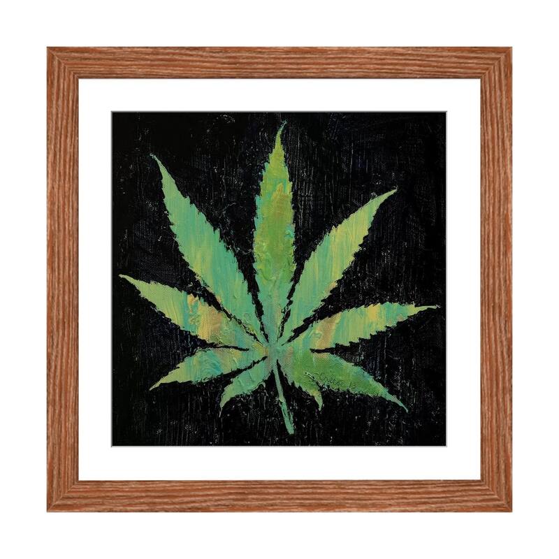 iCanvas "Pot Leaf " by Michael Creese - Walnut - 16x16x1