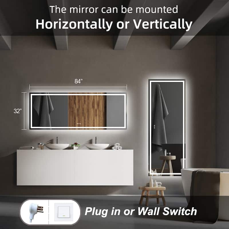KIOTEE Super Bright Anti-fog LED Bathroom Mirror with Backlit and Front Lighting 3-Year Warranty