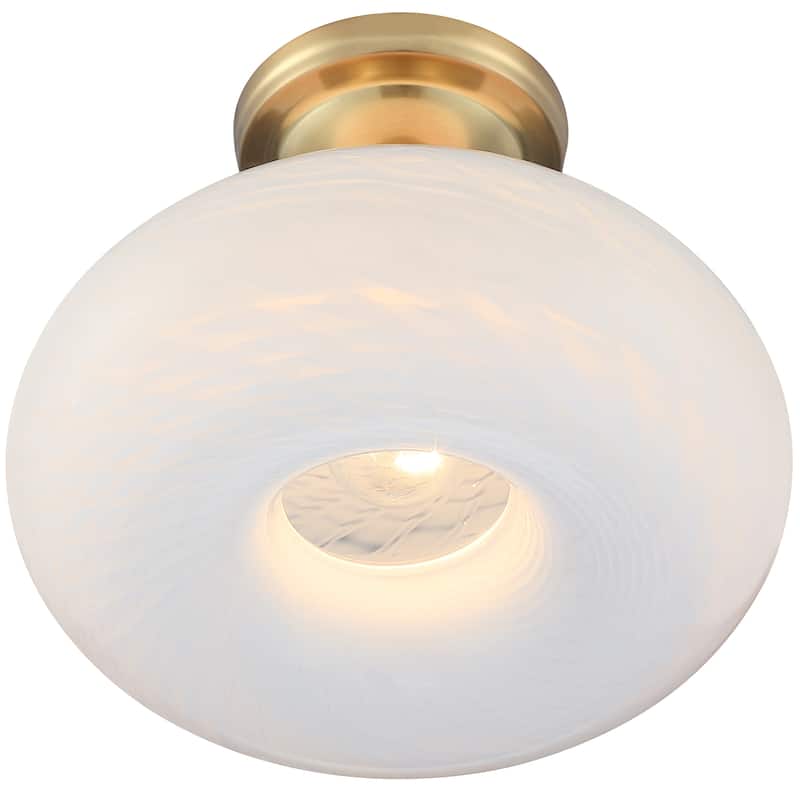 1-Light Metal Flush Mount Light Glass Ceiling Lights