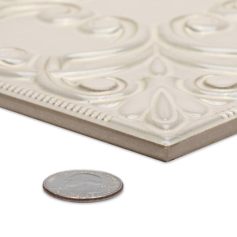 Merola Tile Victorian Tin Pearl 17-3/8" x 17-3/8" Porcelain Wall Tile