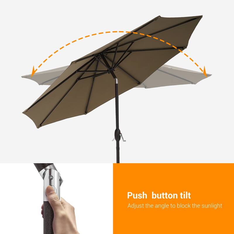 BONOSUKI 9ft Patio Umbrella,Outside Deck Table Umbrella,w/Tilt Crank