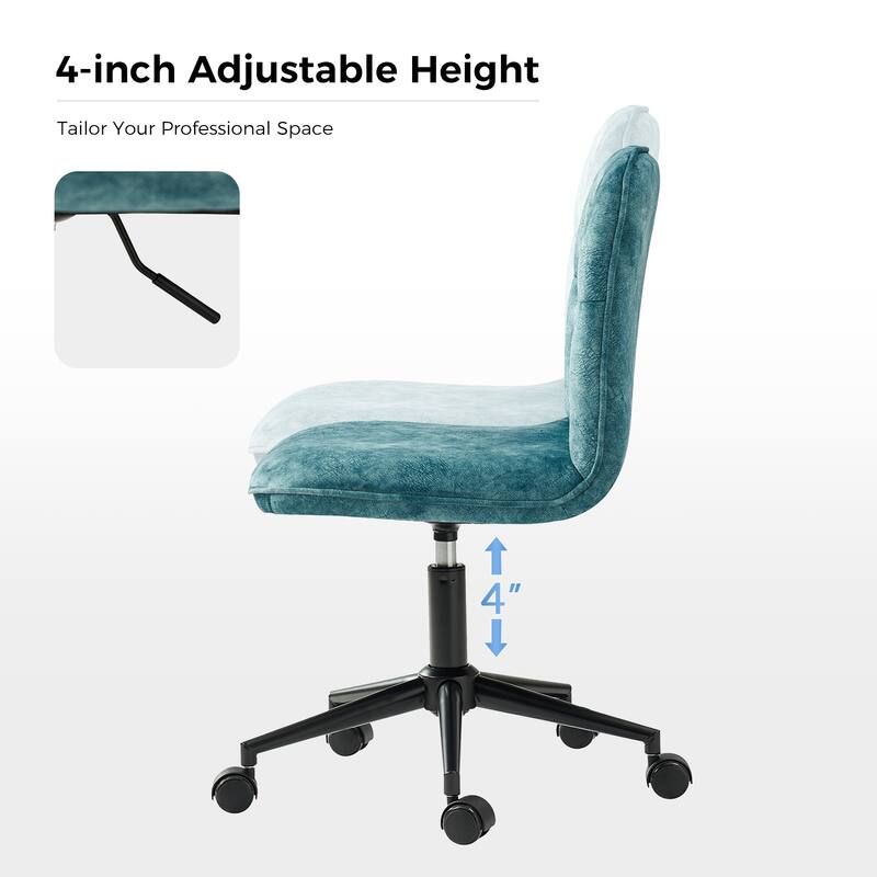 Klaus Upholstered Armless Swivel Task Chair with Tufted Back by HULALA HOME