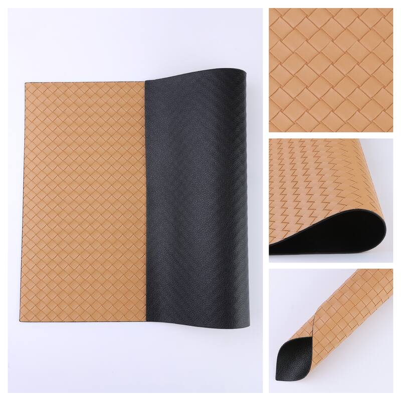 Placemats Set of 6 Leather Placemats for Kitchen Dining Table Decor Heat Resistant Table Placemats Wipeable Table Mat - 17*12in - Apricot