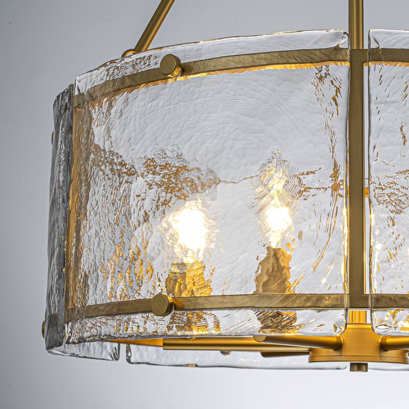 Starsky 6-Light Modern Drum Textured Glass Kitchen Island Chandelier