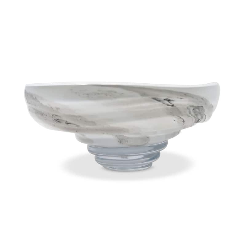 10.75"D Glass Centerpiece Bowl with Black Strokes