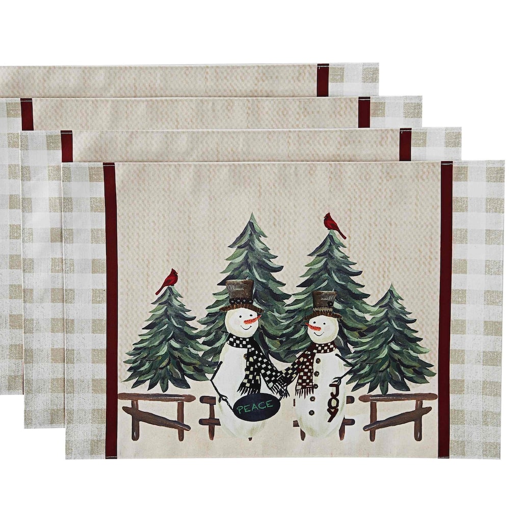 Avanti Linens Country Snowman 4-Pack Placemat Set