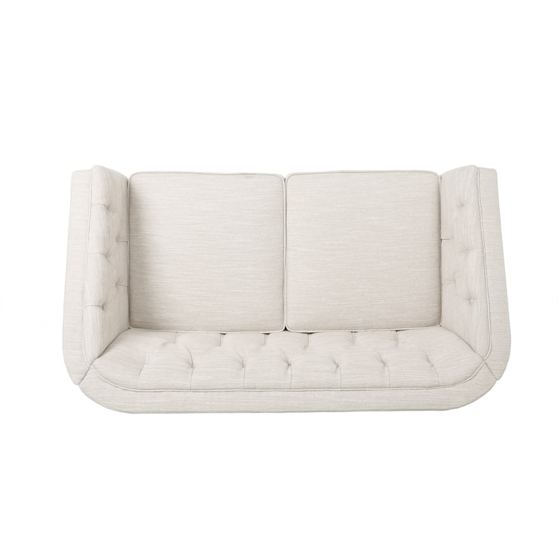 Cantrell Contemporary Faux Leather Tufted Loveseat by Christopher Knight Home