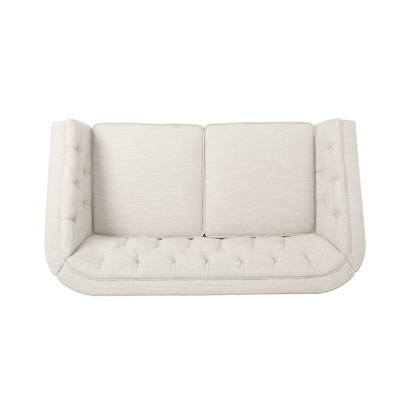 Roomfitters Tufted Upholstered Loveseat Sofa, Compact Modern Couch for Living Room or Office Seating