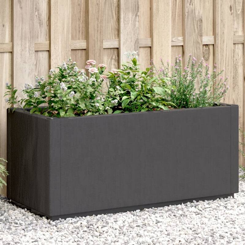 vidaXL Garden Planter White Polypropylene Medium Durable Planter - 14.2 x 31.5 x 13.8 - Dim Gray