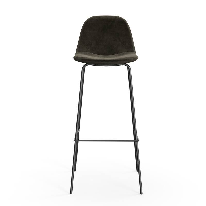 Maxine Velvet Bar Height Stools Black Legs (Set of 2)