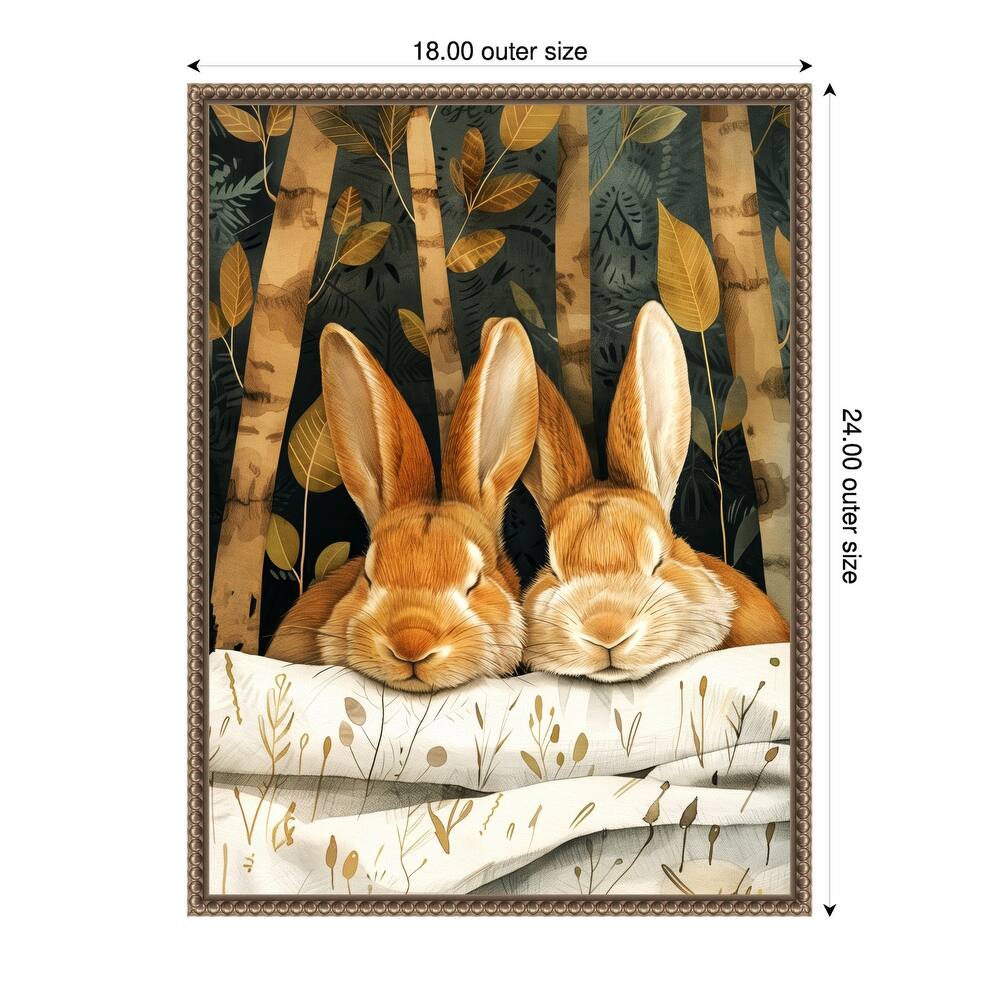 Sleepy Bunny Forest by Justyna Jaszke Framed Canvas Wall Art