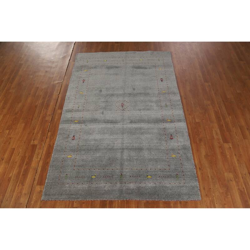 Hand Knotted Oriental 100% Wool Carpet Tribal Tribal Greys & Charcoal Gabbeh Area Rug - 7' 10'' X 5' 1''