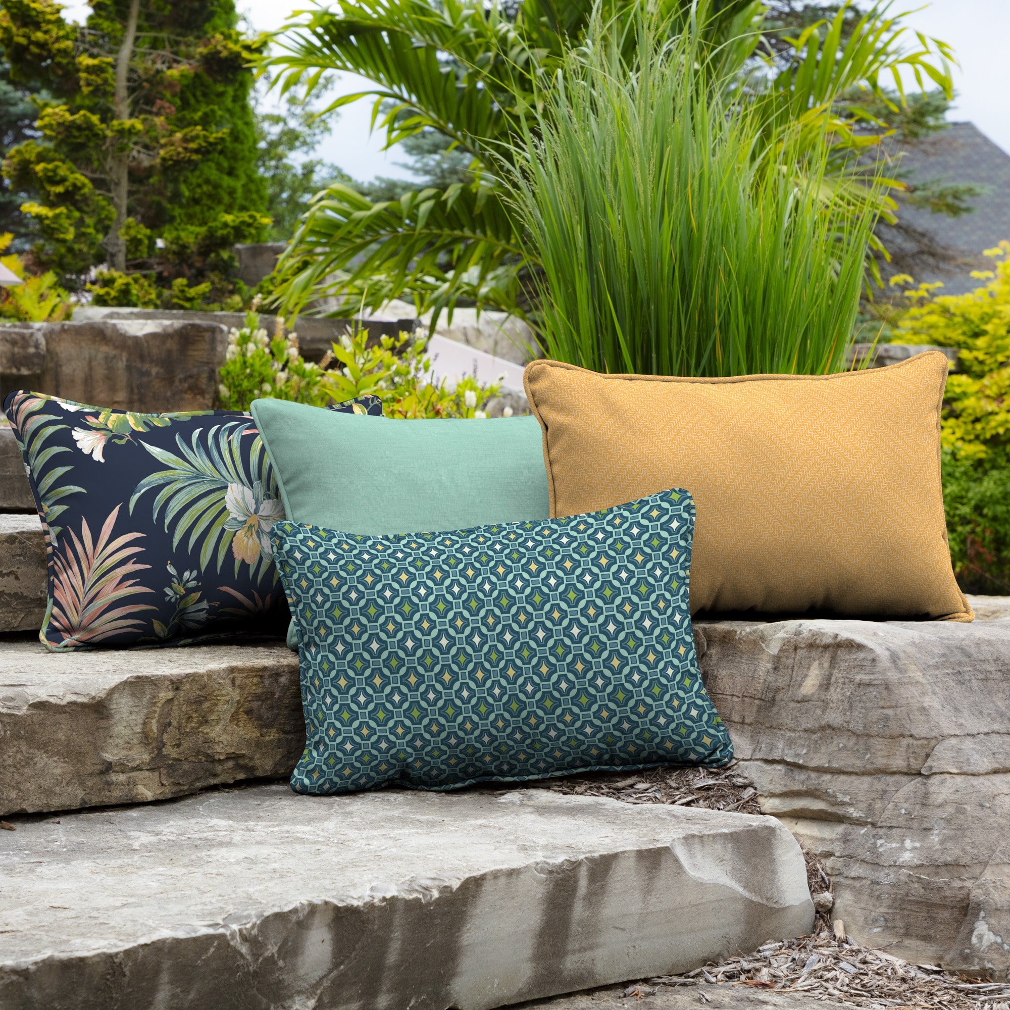 ARDEN Alana Tile Outdoor Oversized Lumbar Pillow 2-Pack 15 in L