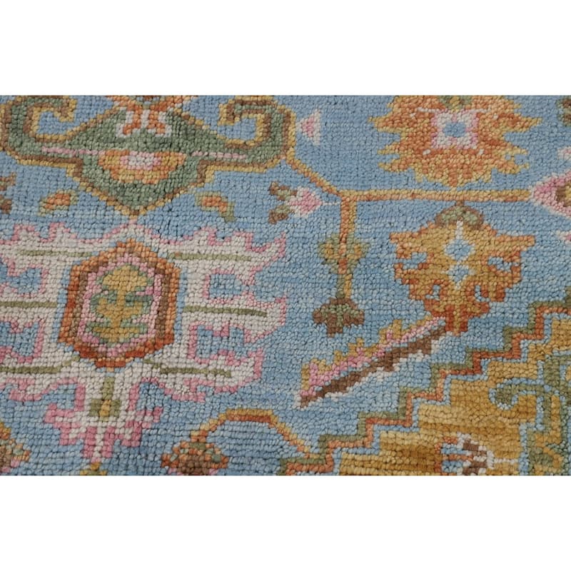 Blue Geometric Heriz Serapi Indian Area Rug Handmade Wool Carpet - 7'10"x 10'0"