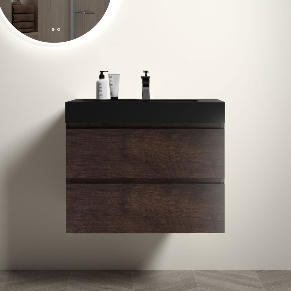 GDFStudio - Naomi Modern Floating Bathroom Vanity with Soft-Close Drawers and Pre-Assembled One-Piece Sink Basin